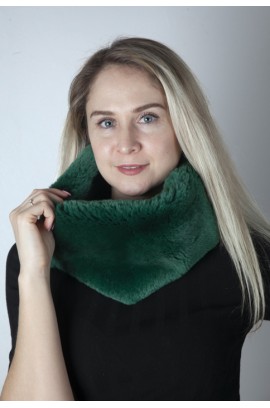 Green rex fur neck warmer